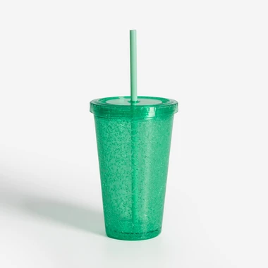 Plastový kelímek s brčkem zelený 500 ml