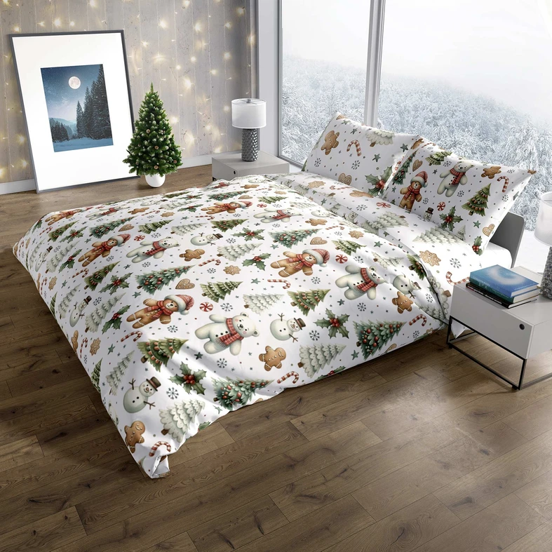 Vánoční ložní povlečení bílé SCANDIC 160x200 cm