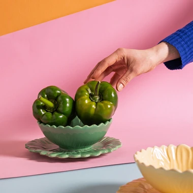 Zelená miska s květinovým vzorem 500 ml