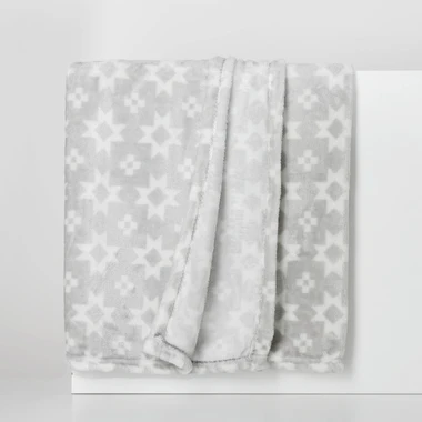 Béžová deka s geometrickým vzorem CODIE 130x160 cm