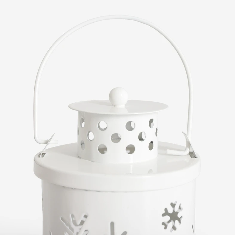 Dekorace bílá LED lucerna se sněhovými vločkami
