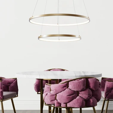 Zlaté závěsné LED svítidlo 2 prstence BRENO 60 cm