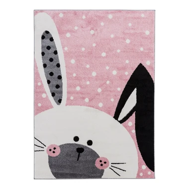 Růžový koberec s králíkem HAPPY 160x230 cm