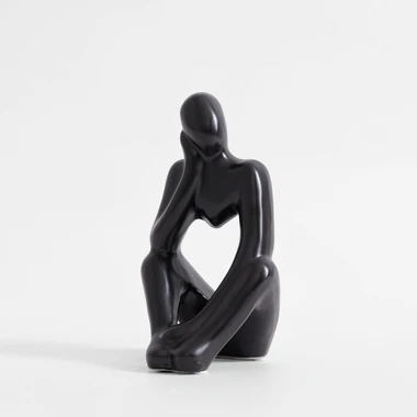 Černá dekorativní figurka ZAMYŠLENÝ ČLOVĚK 19 cm