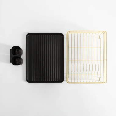 Odkapávač nádobí černo-zlatý 43x32 cm