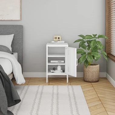 Bílý noční stolek SOLANS