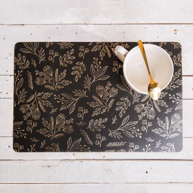 Černo-zlatá vánoční podložka pod talíře 43,5 x 28,5 cm