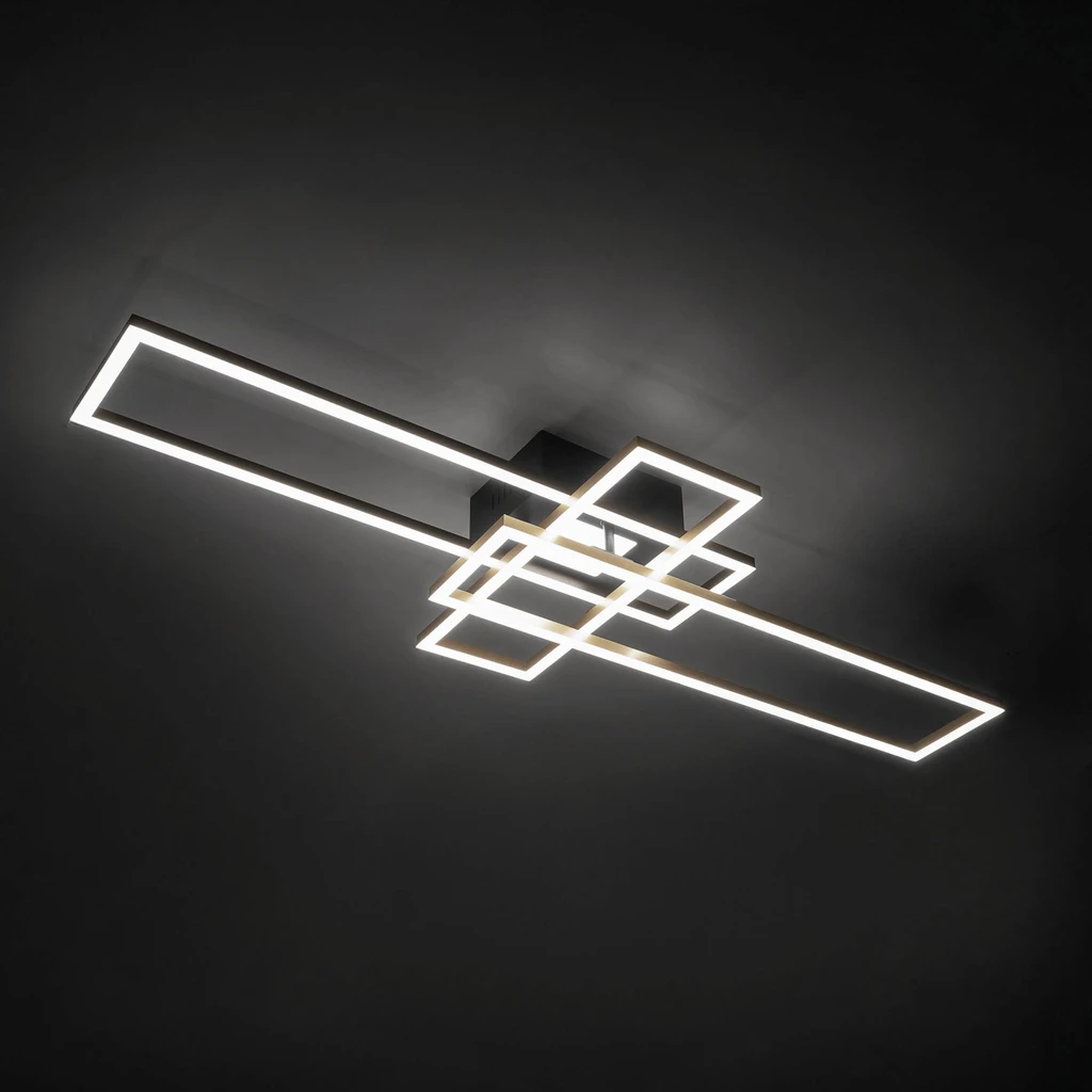 Lampa sufitowa LED ramka czarno-złota LUMENZ z pilotem Stropní svítidlo LED v černo-zlatém rámu LUMENZ s dálkovým ovládáním