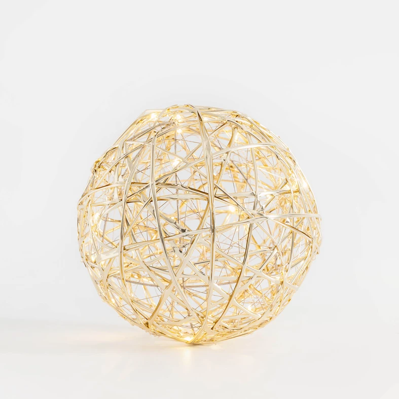 Dekorace LED koule šampaňské zlato, 20 cm