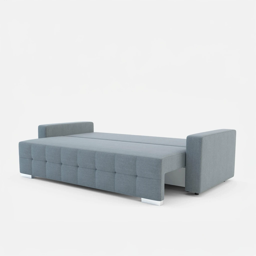 Sofa rozkładana z pikowaniem szara LILA