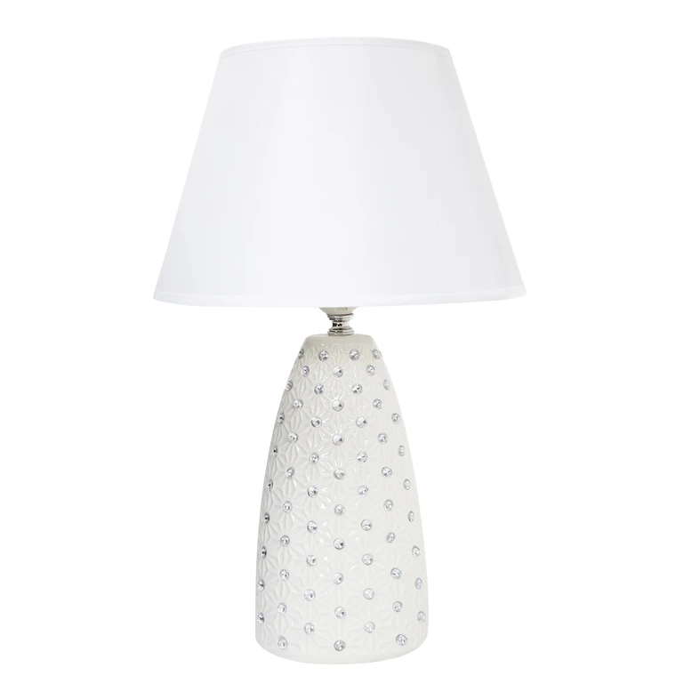 Bílá keramická stolní lampa glamour 41 cm
