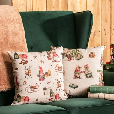 Vánoční polštář se santy HOLY 45x45 cm