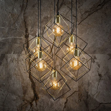 Černo-zlaté designové závěsné svítidlo ALAMBRE VI