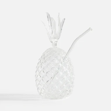Sklenice ve tvaru ananasu se slámkou 300 ml