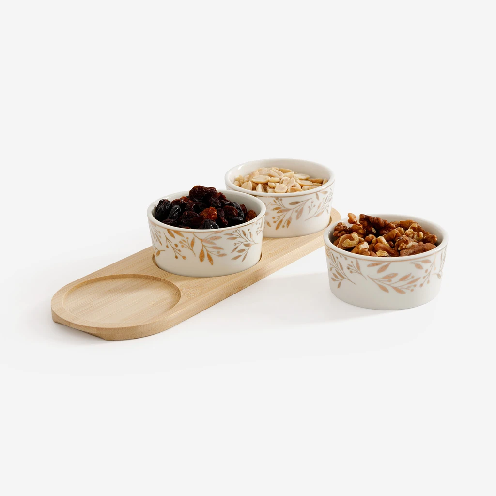 Sada 3 misek na bambusovém podstavci