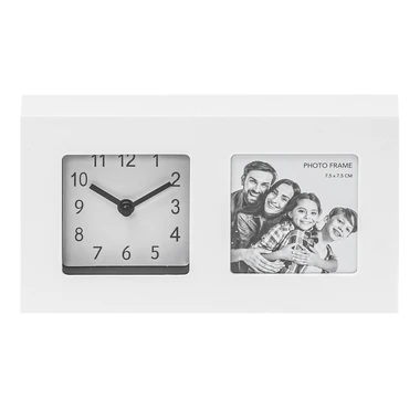 Hodiny s fotorámečkem bílé