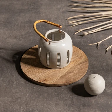 Lucerna s bambusovou rukojetí MIX 14x14 cm