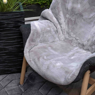 Šedý koberec z umělé kožešiny RABBIT 60x90 cm