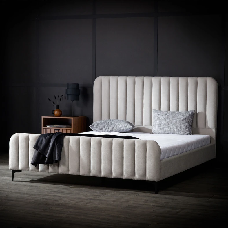 Čalouněná postel v popelavém odstínu KELLY 160x200 cm