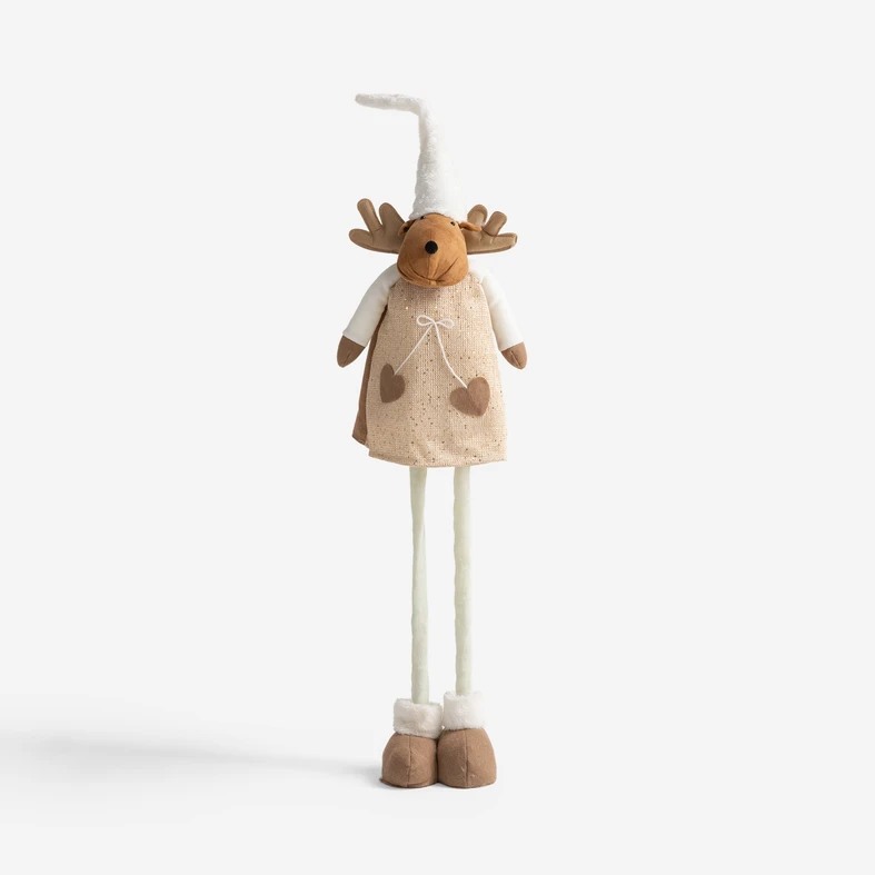 Dekorace JELEN DÍVKA šedobéžová 80-120 cm