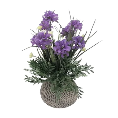 Umělá květina v květináči 35 cm fialová.