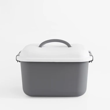 Úložný box na kolečkách, bílo-šedý 46x37x30 cm