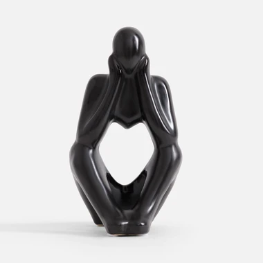 Černá dekorativní figurka ZAMYŠLENÝ ČLOVĚK 19 cm