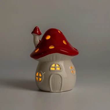 Dekorace LED domeček muchomůrka 14 cm
