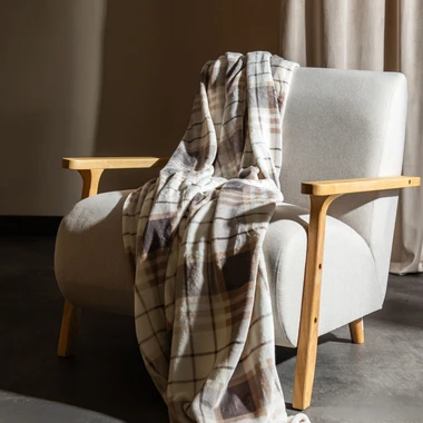 Béžová kostkovaná deka TYLOR 150x200 cm