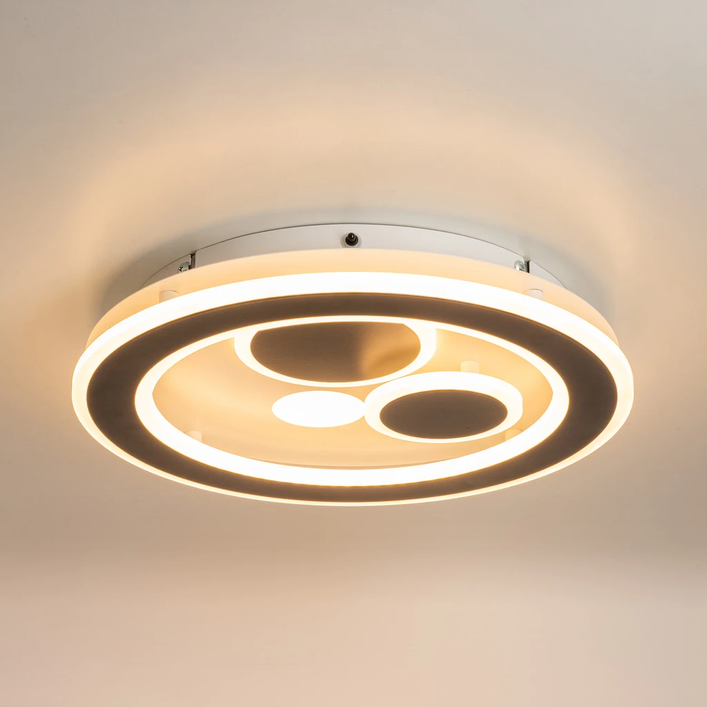 Kruhové stropní svítidlo LED 35W bílo-černé DUNK 37 cm s dálkovým ovládáním