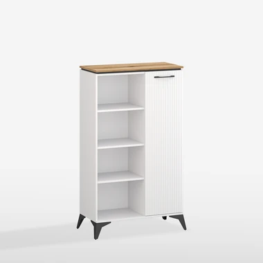 Bílý drážkovaný regál VELUTTO