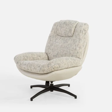 Šedo-béžové otočné křeslo s podnožkou DITTIF