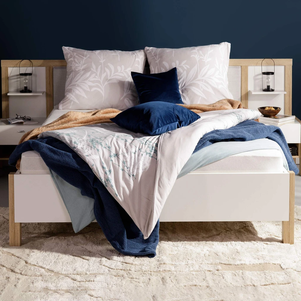 Bavlněné povlečení s bílými listy JERSEYLOVE 220x200 cm