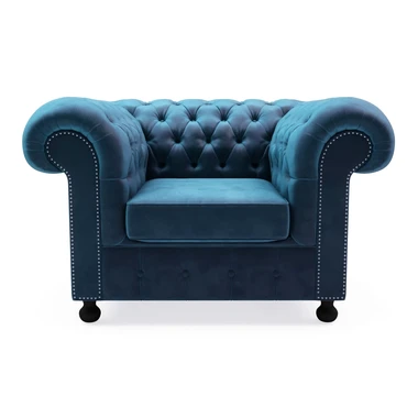 Velurové křeslo modré CHESTER