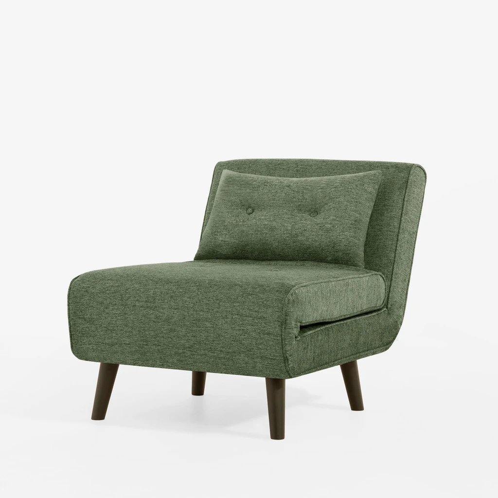 Rozkládací čalouněné křeslo zelené LAVILLA