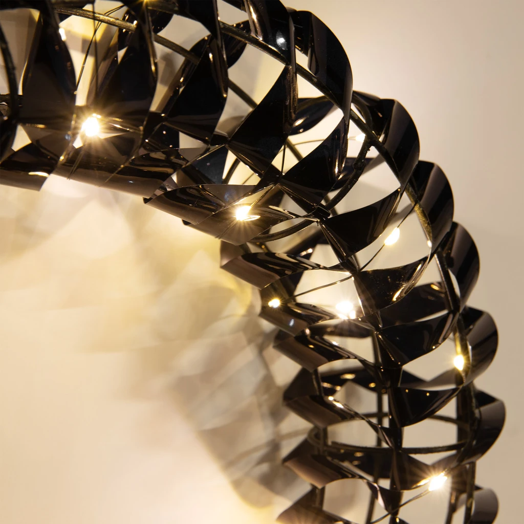 Dekorace LED vánoční věnec černý, 30 cm