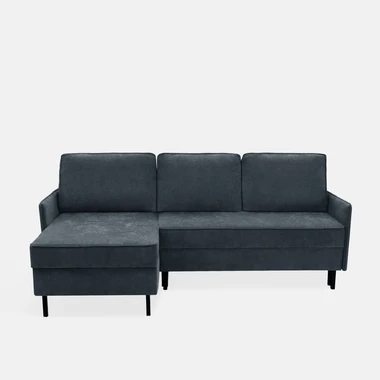 Šedomodrá rohová sedací souprava se 2 úložnými prostory NELLY