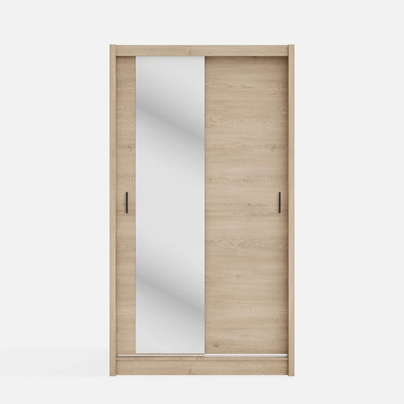 Zrcadlová šatní skříň s posuvnými dveřmi INES 120 cm dub cremona