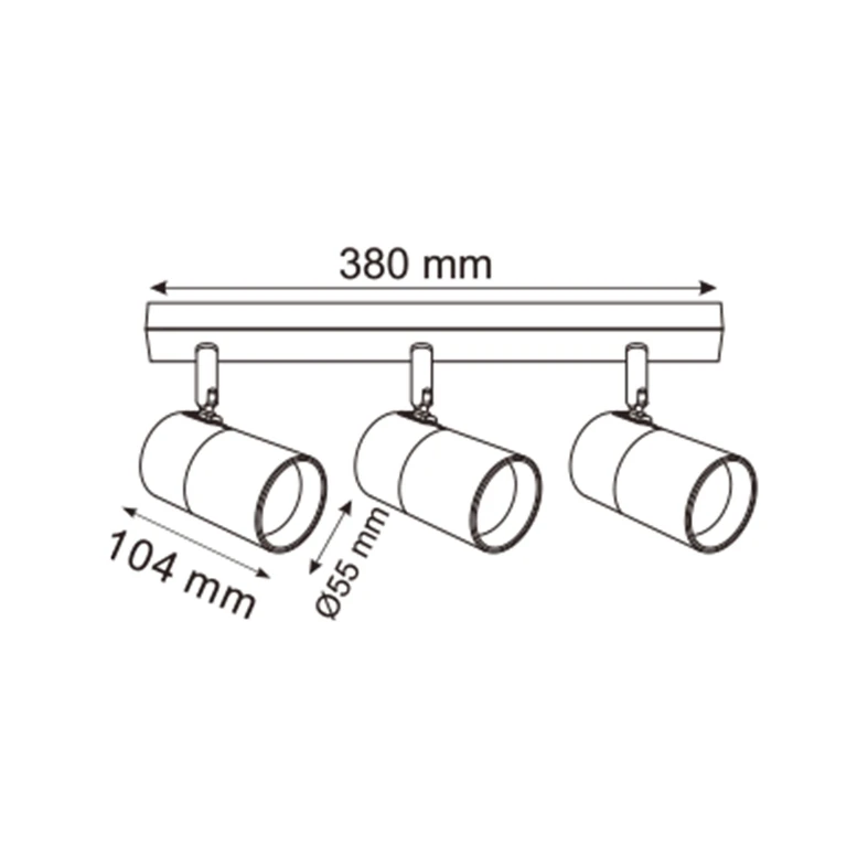 Listwa podwieszana 3 reflektory czarno-złota FORI Listwa podwieszana 3 reflektory czarno-złota FORI - wymiary.