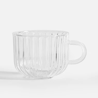 Drážkovaný skleněný hrnek 350 ml