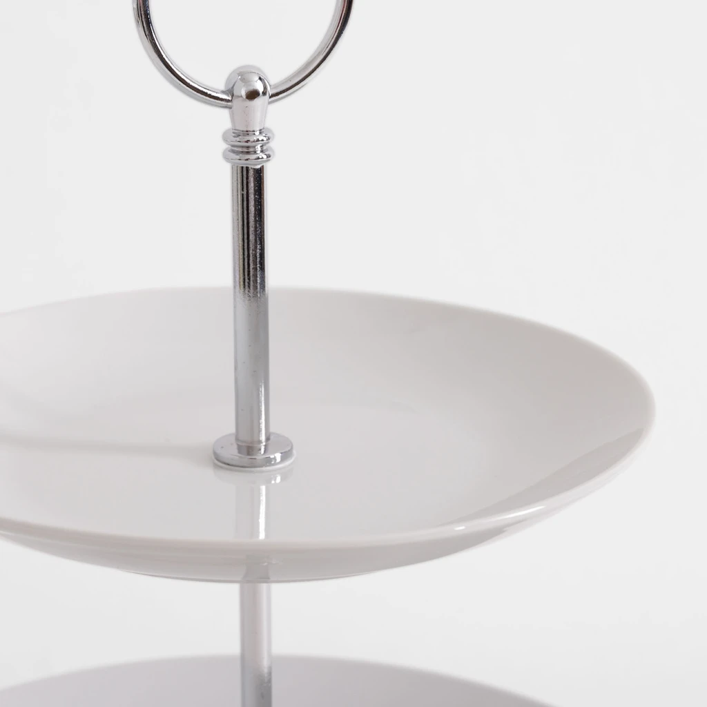 Porcelánový třípatrový podnos 35 cm bílý
