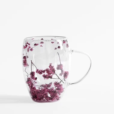 Dvoustěnná sklenice RŮŽOVÉ KVĚTY 350 ml