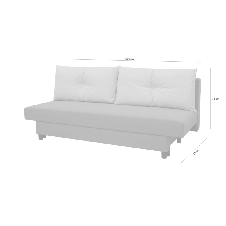 Sofa rozkładana 3-osobowa szara OLMO