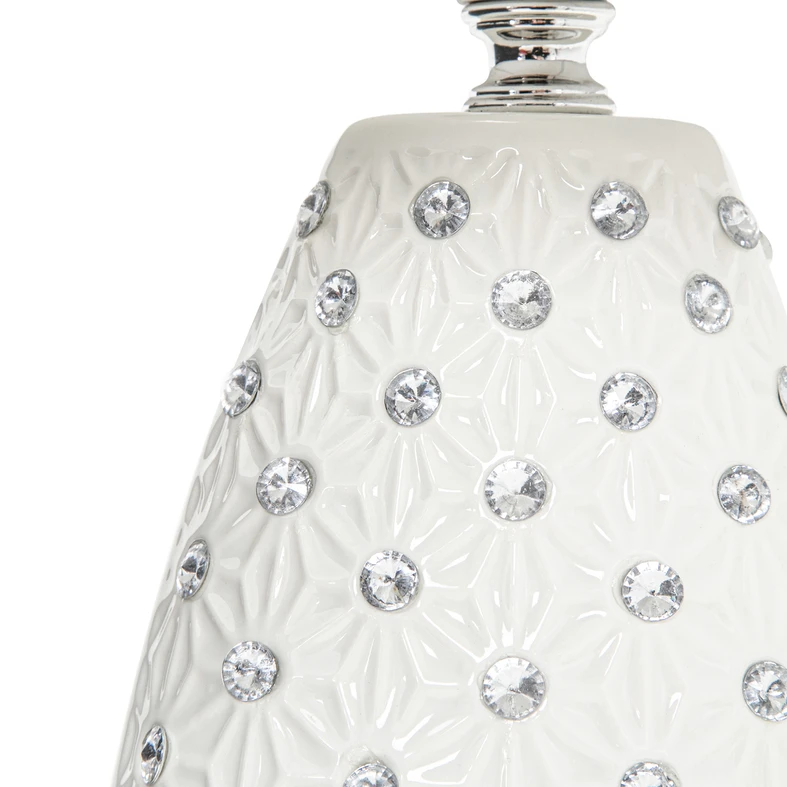 Bílá keramická stolní lampa glamour 41 cm