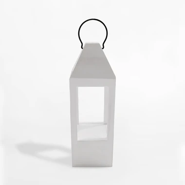 Bílá dřevěná lucerna 42 cm