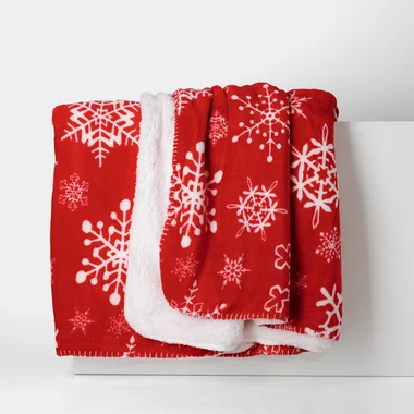 Vánoční deka se sněhovými vločkami SHERPA 150x200 cm