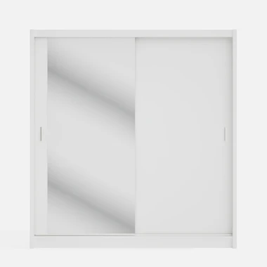 Zrcadlová šatní skříň s posuvnými dveřmi INES 203 cm bílá