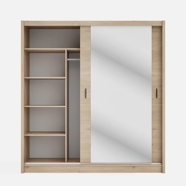 Zrcadlová šatní skříň s posuvnými dveřmi INES 203 cm dub cremona