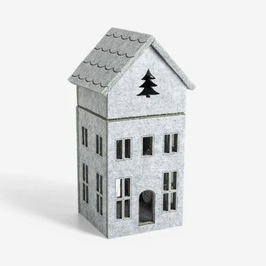 Dekorace filcový domek LED, šedý, 28 cm, MIX