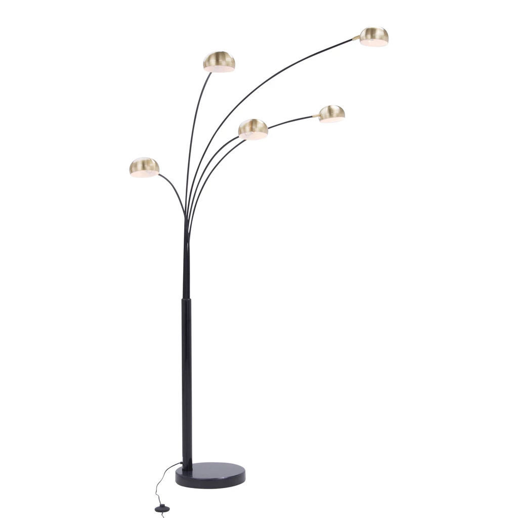 Moderní černo-zlatá stojací lampa ZODIAC 5